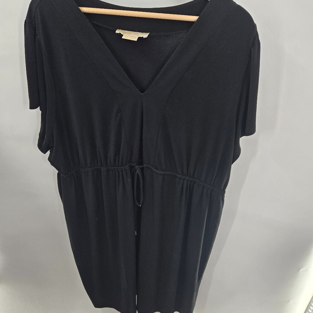 Michael Michael Kors Black Drawstring Waist V-Neck Short Sleeved Dress 2x